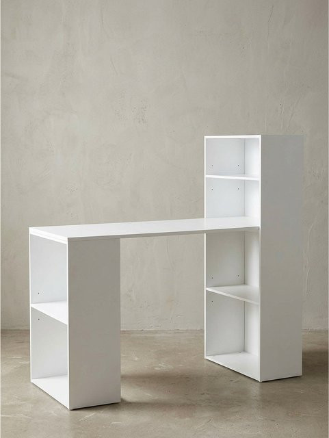 Moderner Schreibtisch mit Regal und Ablagefächern von KADIMA DESIGN in Weiß, B/T/H: 120 x 53 x 120 cm - Bild 1