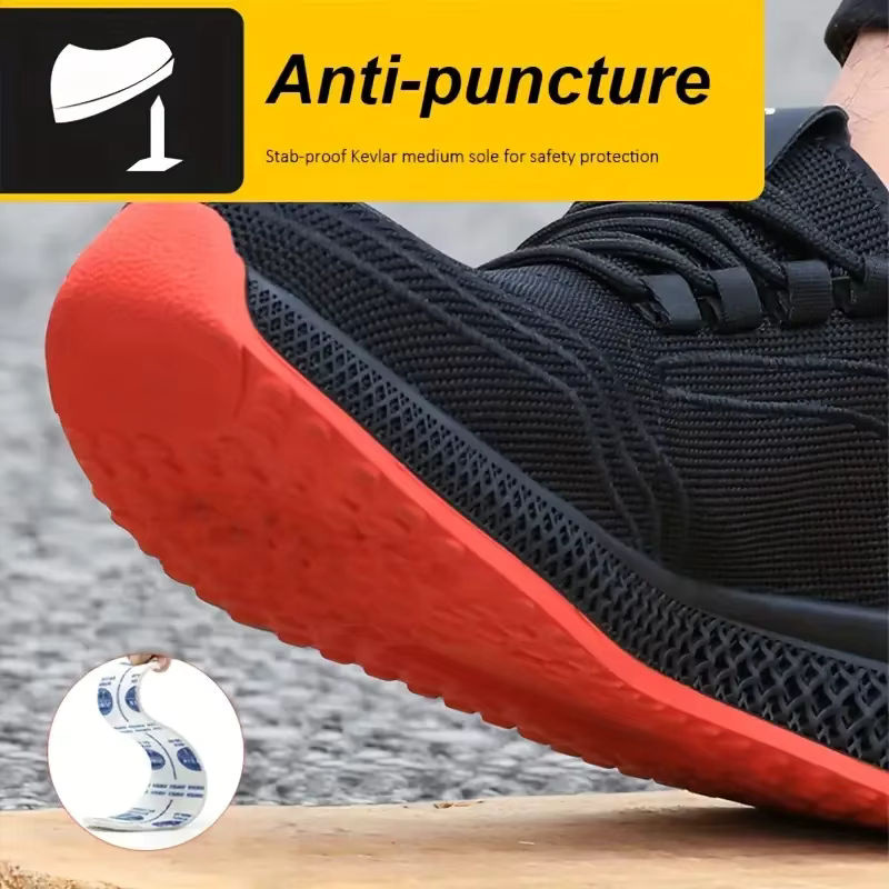 QUELERK Sicherheitsschuhe mit Stahlkappe in Schwarz, atmungsaktive Arbeitsschuhe für Damen und Herren nach EN ISO 20345 - Bild 3