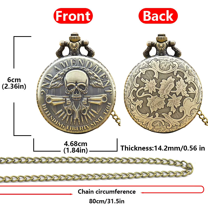 Wecin Halskettenanhänger Taschenuhr, Quarz, Messing, Unisex - Bild 4