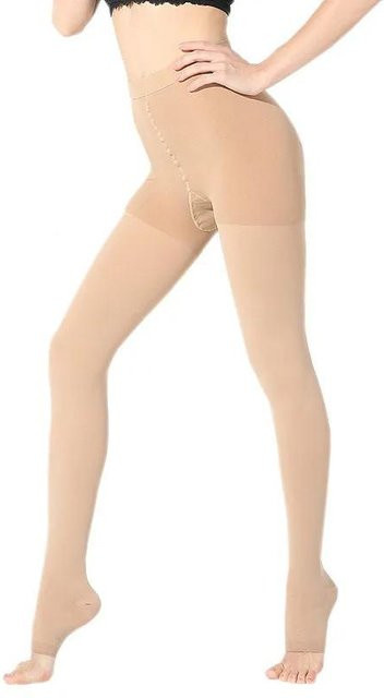 Yiran Health & Beauty Medizinische Kompressionsstrumpfhose, 20-30 Mmhg, blickdicht, beige, Damen - Bild 1