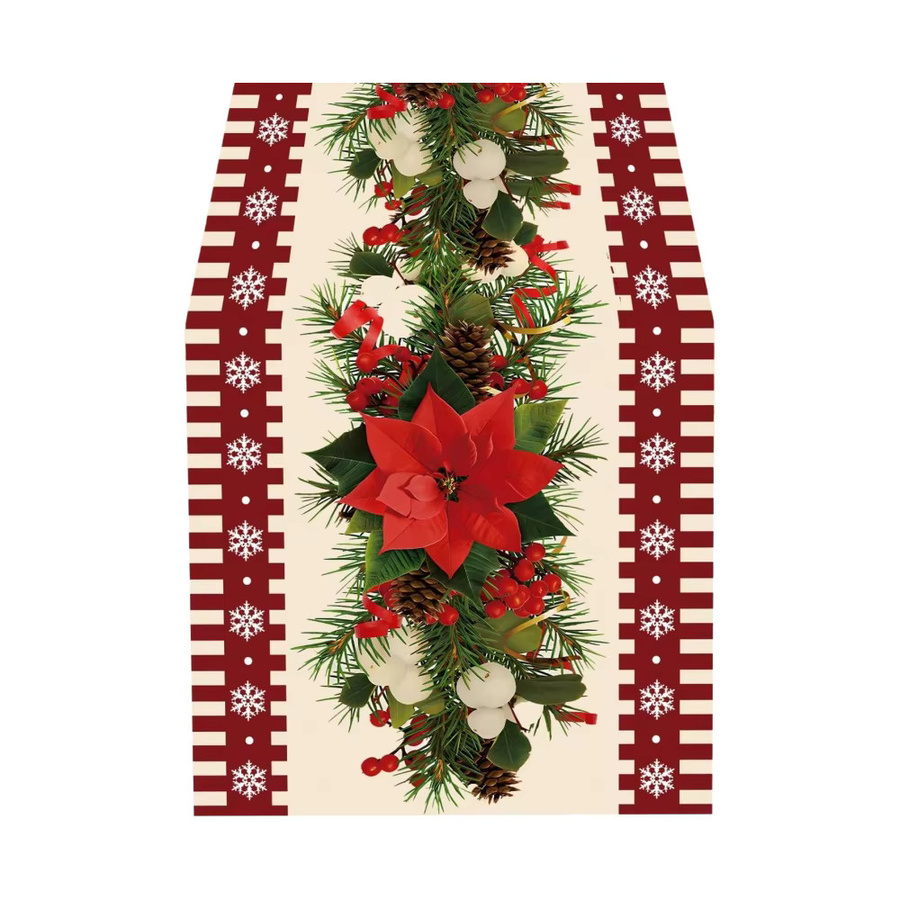 JIT Weihnachts-Tischläufer mit Weihnachtsstern und Kiefernmuster, festliche Tischdekoration, B/T/H: 45 x 30 x 30 cm - Bild 5