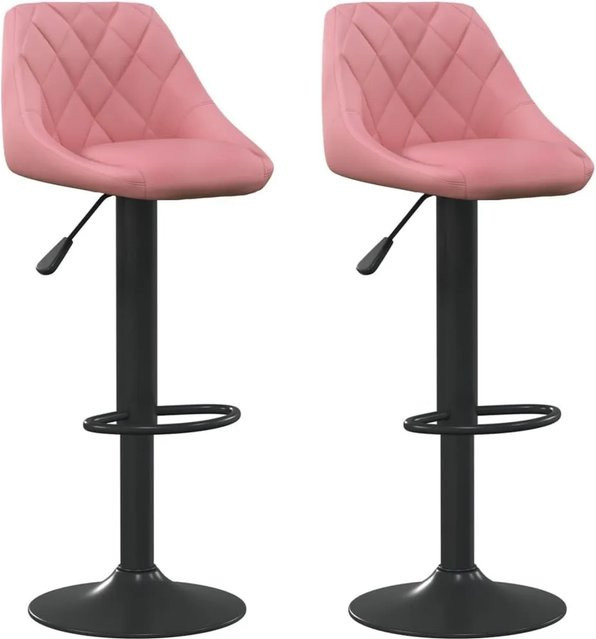 DELUKE Barhocker DUKE 2er Set, höhenverstellbare Barstühle aus Rosa Samt mit 360 Grad Drehsitz und Stahlgestell - Bild 1