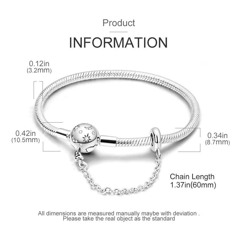 Disney Charm-Armband, 925 Silber, Sternennacht und Vollmond, Damen, 17-20 cm - Bild 1
