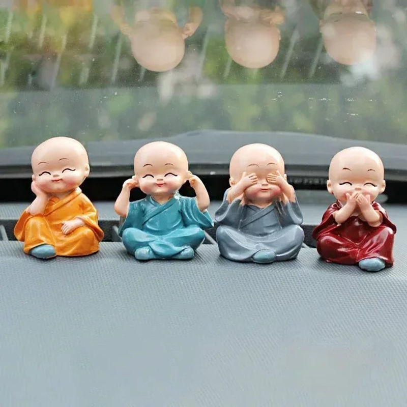 4er-Set Buddha-Skulpturen aus Kunstharz in mehrfarbigem Design zur Tisch- und Autodekoration im orientalischen Stil - Bild 1