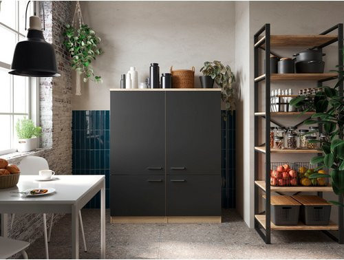 Respekta Küchenmöbel-Set Merle in Schwarz mit Soft-Close-Türen, Breite: 120 cm, Höhe: 145 cm, Tiefe: 60 cm - Bild 3