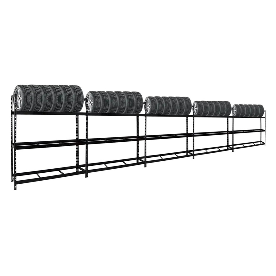 PROREGAL Reifenregal Tiger XL Schwarz, 5er Set aus Stahl, H x B x T: 200 x 180 x 45 cm - Bild 2