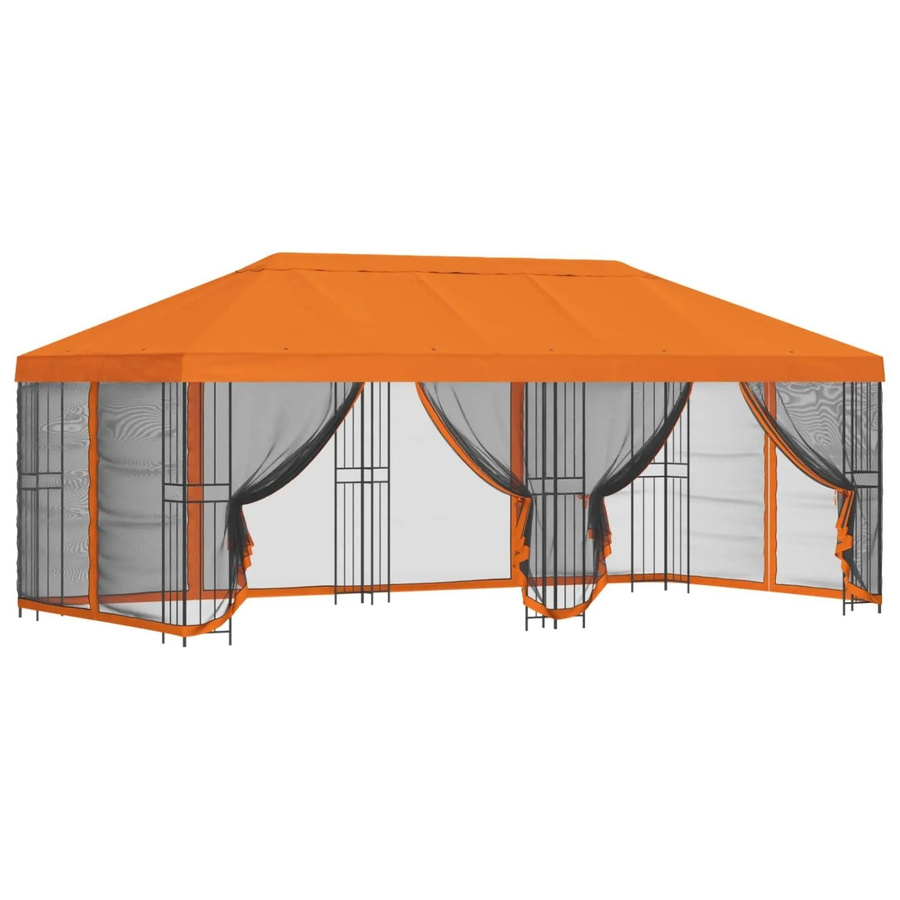 vidaXL Pavillon mit Seitenwänden aus Polyester und Stahl in Orange, B: 600 cm, T: 300 cm, H: 276,5 cm - Bild 2