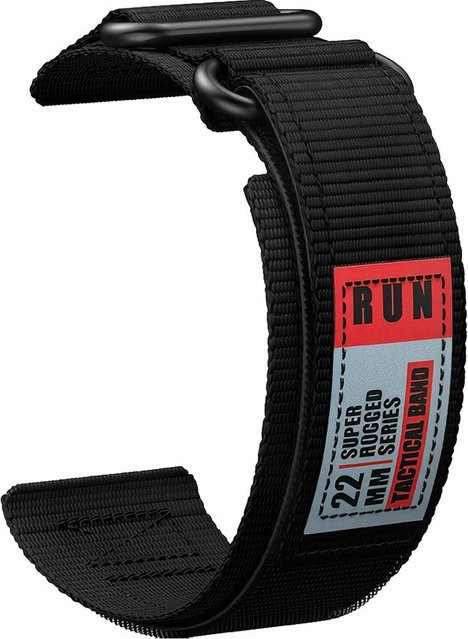 Uhrenarmband MY-CASE Nylon, Klettverschluss, 22 mm, Schwarz, Herren - Bild 1