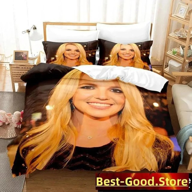 Britney Spears Bettwäsche-Set mit 3D-Druck und Kissenbezügen von Creative Homewares, Breite: 135 cm, Länge: 200 cm - Bild 1