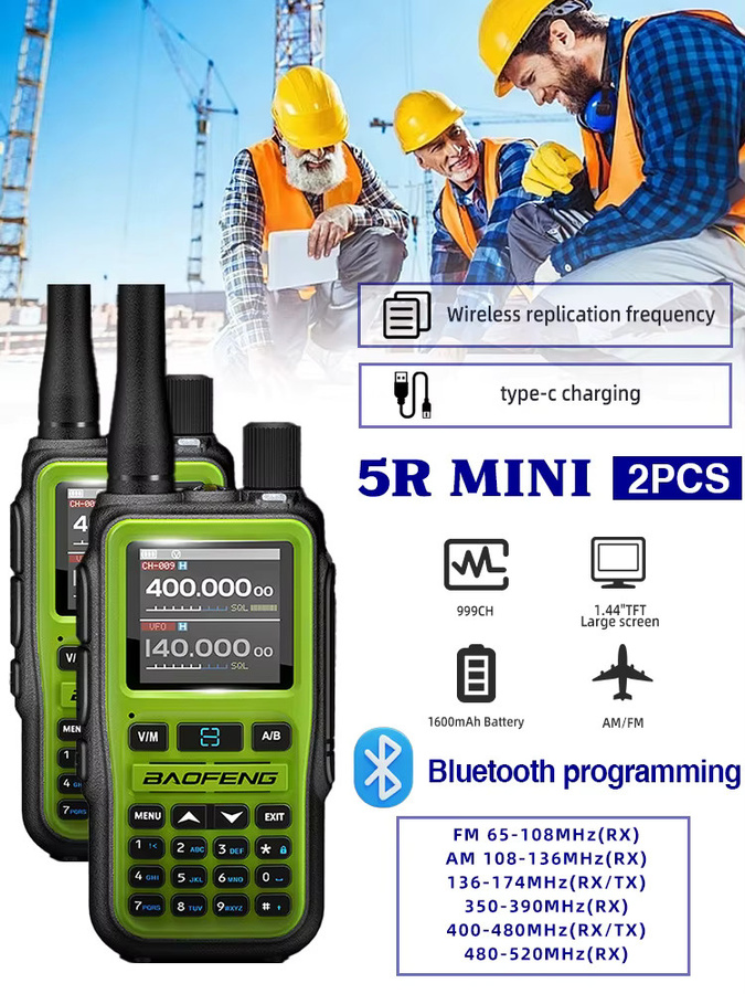 Baofeng UV-5R Mini Dual-Band Walkie Talkie Set mit USB-C Ladefunktion, Schwarz, 2 Stück - Bild 7