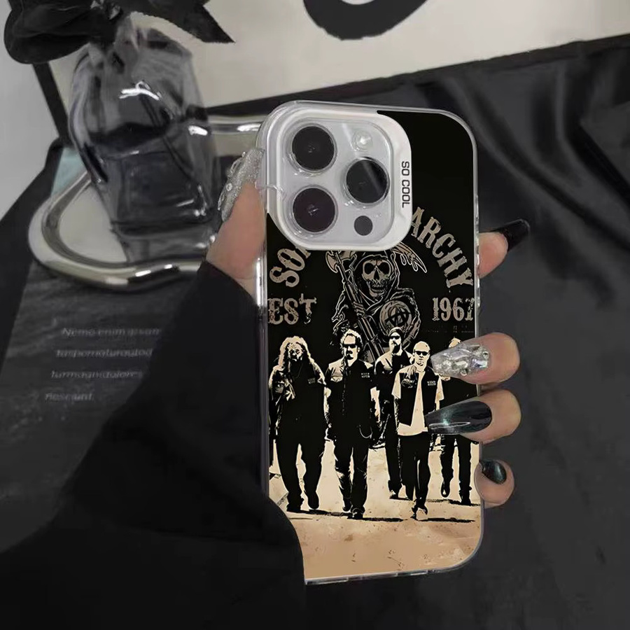 Mesuca Handyhülle Sons of Anarchy Design für iPhone 11 bis 17 Pro Max Plus X XR XS, Stoßfeste Bumper-Hülle, Mehrfarbig - Bild 6