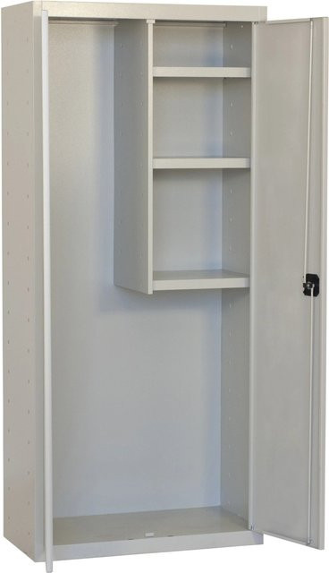 PROREGAL Putzmittelschrank AMEGO Metallschrank für den Haushalt in Grau mit 3 Fachböden und Schloss, H x B x T: 180 x 80 x 40 cm - Bild 1