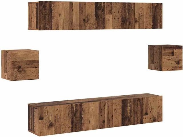 vidaXL 6-teiliges TV-Schrank-Set aus Echtholzfurnier in Braun, B/T/H: 30,5 x 30 x 30 cm - Bild 1