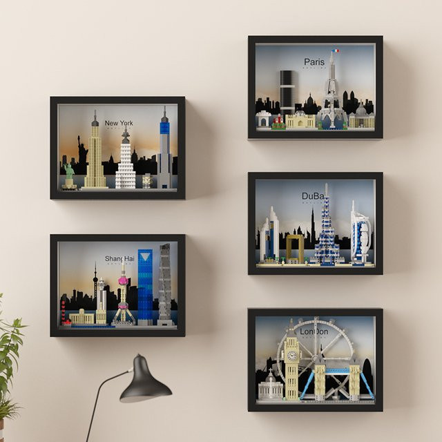 yaafun MOC Skyline Foto Baustein Stadtansicht, 3D-Modell, Mini Ziegel - Bild 1