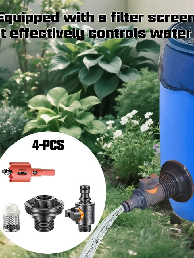 4-teiliges PVC IBC-Wassertank-Adapter-Set mit Ventil, Filtersieb und Lochstanzer in Schwarz, 1/2 Zoll DN15 für Regenwassersammelbehälter - Bild 7