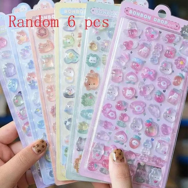 Kawaii 3D Jelly Harz Aufkleber von A Family Of Home Textiles mit Glitzer und Cartoon-Motiven in Transparent und Multicolour für Scrapbooking, Handyhüllen und DIY-Deko - Bild 1