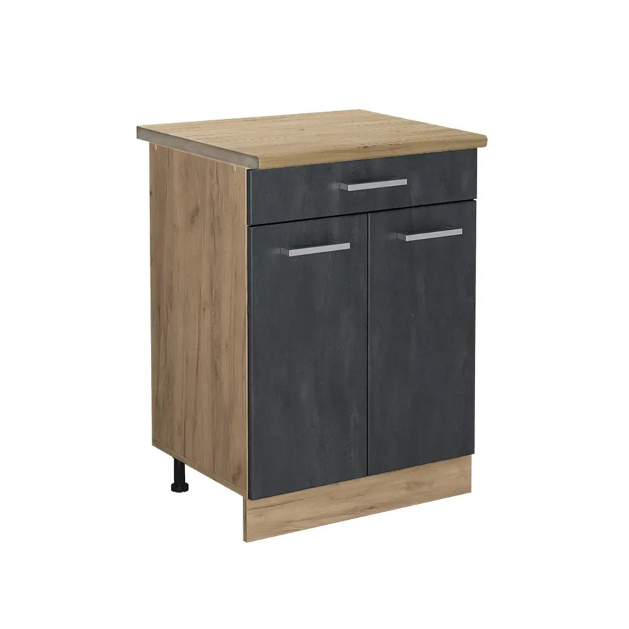Vicco Küchenunterschrank R-Line Schubladenschrank in Schwarz Beton und Eiche mit Arbeitsplatte, Breite: 60 cm - Bild 3
