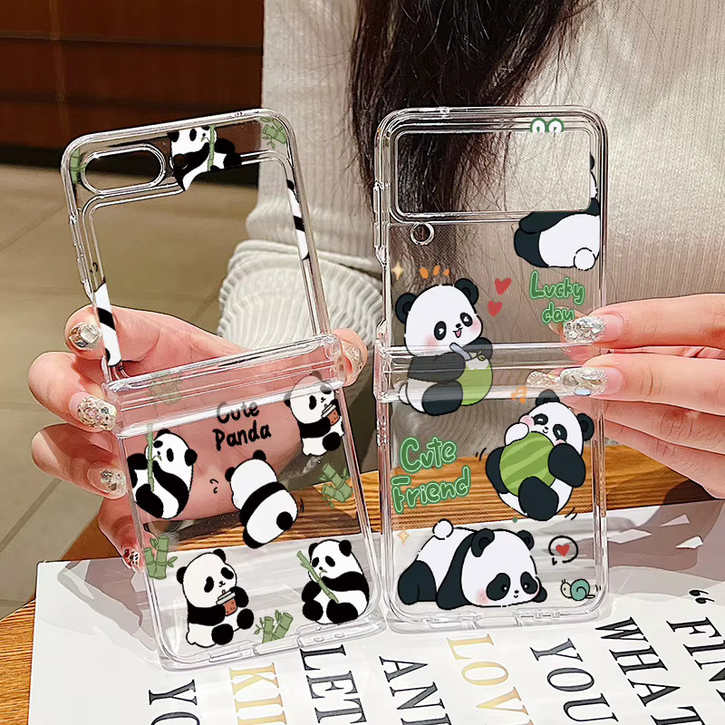 Transparente faltbare Handyhülle mit Panda-Muster für Samsung Galaxy Z Flip (kompatibel mit Z Flip 8, 7 FE, 6, 5, 4, 3) - Bild 5