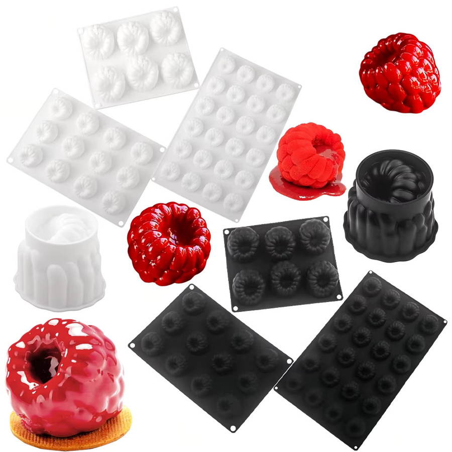 SHENHONG Silikon Backform Himbeer-Design für Mousse und Schokolade mit 12 Zellen - Bild 2