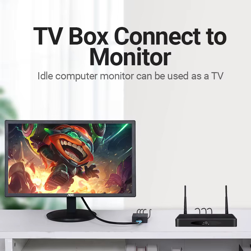 Vention AV zu HDMI Konverter und HDMI zu RCA Video Adapter in Schwarz mit Mini USB Stromkabel für TV Box, Projektor und Spielkonsole, 1080P HD und 720P Unterstützung - Bild 2