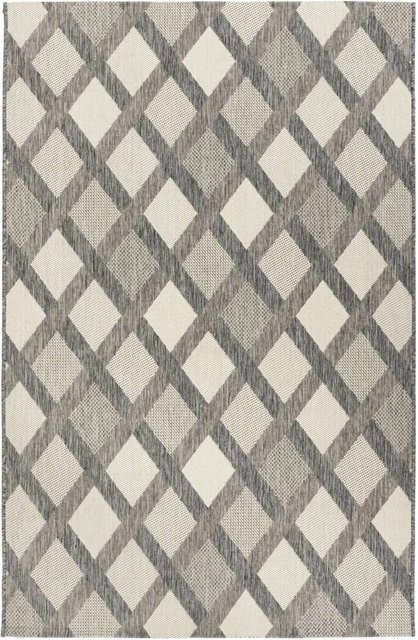 MeGusta Flachflor Teppich Paula Modern in Creme und Grau aus Polypropylen B/B: 80 x 150 cm - Bild 1