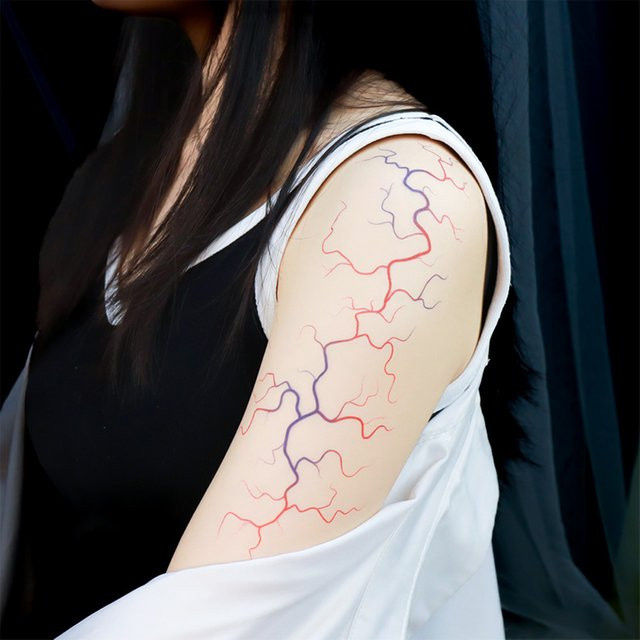 ROCOOART Tattoo-Aufkleber, Blutgefäß-, Blitz- und Webmuster - Bild 1