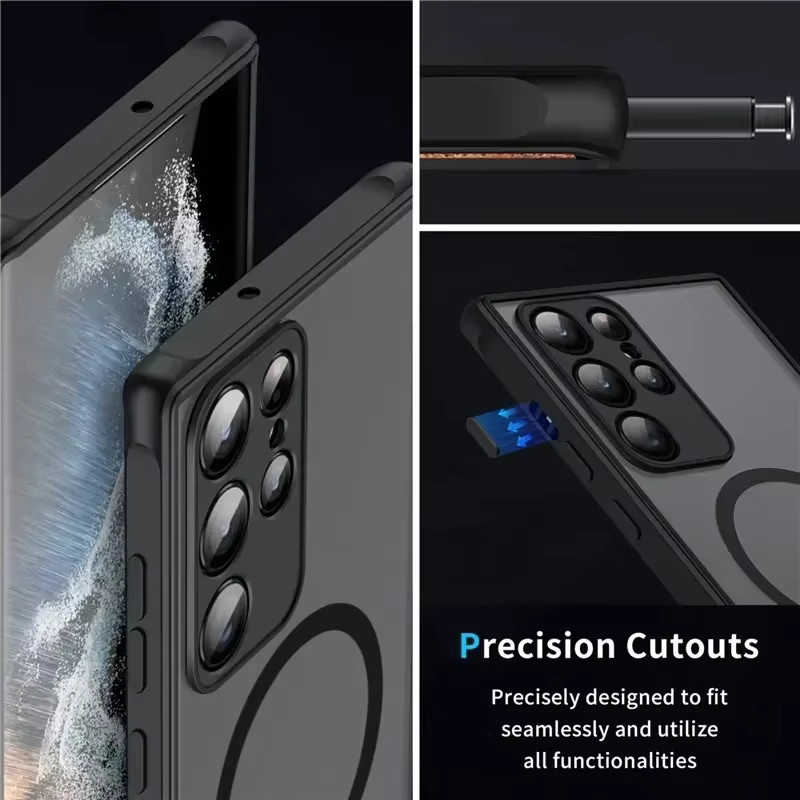 Transparente matte MagSafe Handyhülle für Samsung Galaxy S27 S26 S25 S24 S23 S22 S21 Plus Ultra FE Edge stoßfest und magnetisch - Bild 3
