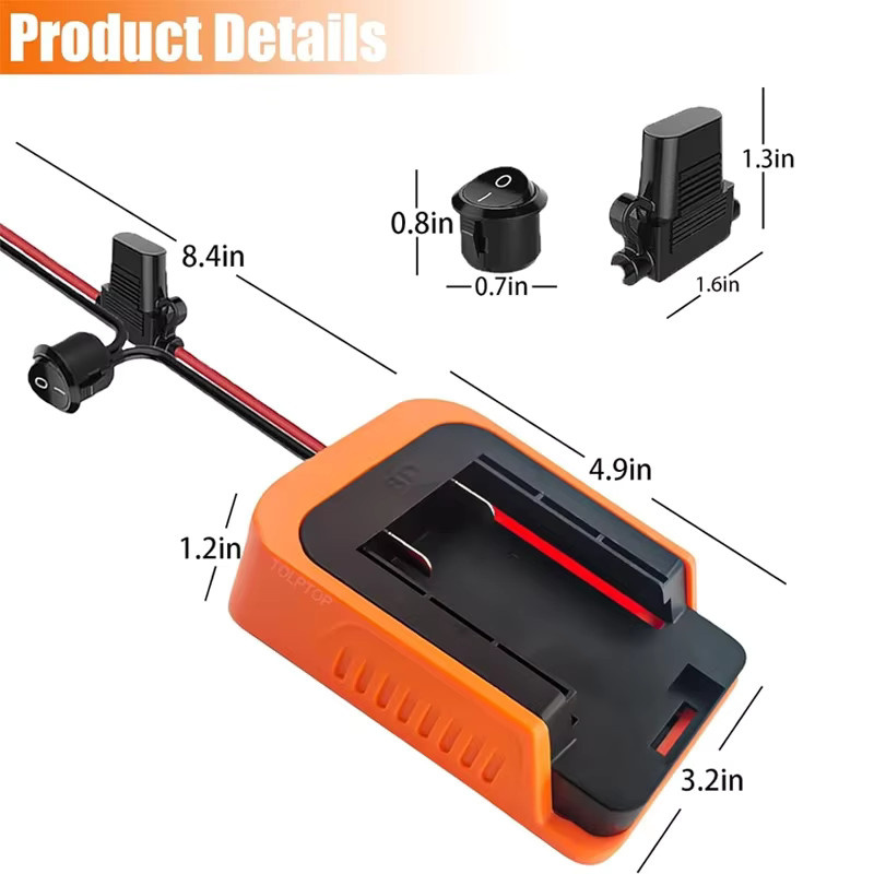 BSIDE DIY Power Wheels Batterieadapter für Makita, Ryobi, Black & Decker und Hitachi/Hikoki 36V 40V Li-Ionen-Akkus mit Sicherung und Schalter - Bild 5