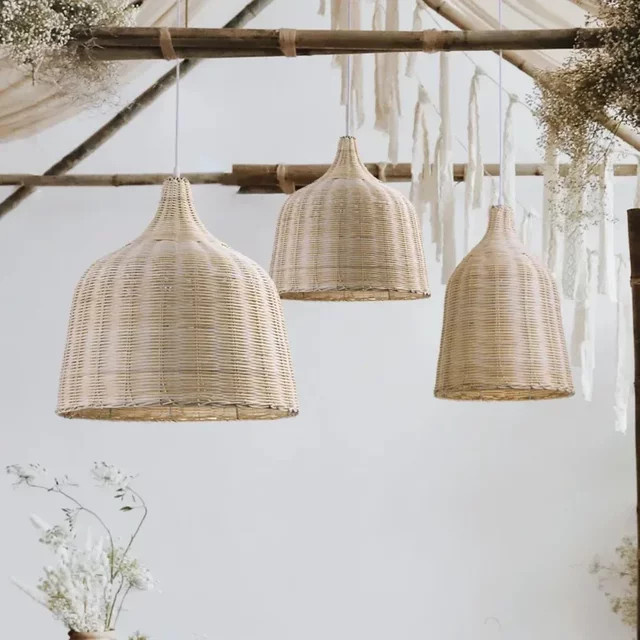 JOYINLED Pendelleuchte aus handgewebtem Rattan und Bambus in Beige - Bild 1
