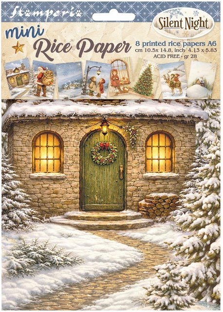 Stamperia Motiv-Strohseide Silent Night Weihnachten 8er Set DIN A6 - Bild 1