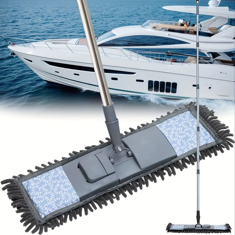 Chenier Mikrofaser-Flachmop in Grau zur Trocken- und Nassreinigung von Holzböden und Fliesen mit ölabsorbierendem Schwamm - Bild 3