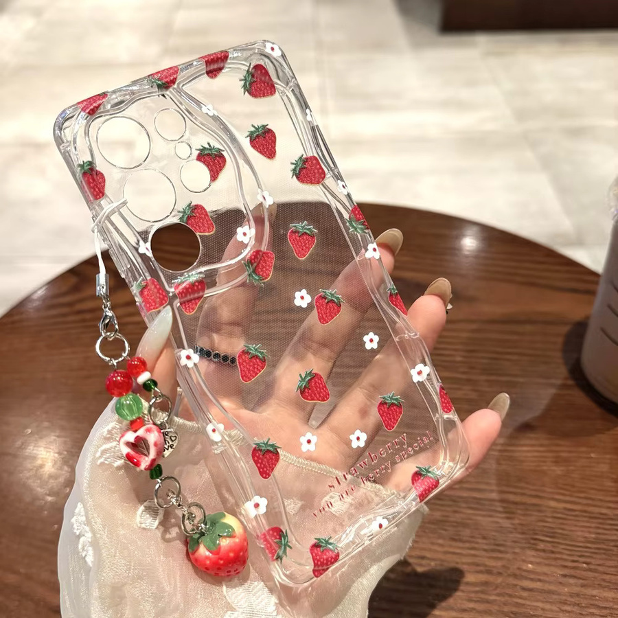 Transparente Handyhülle mit Erdbeer-Muster für Samsung Galaxy S26 S25 S24 Ultra S23 S22 Plus S25 FE A55 A54 A34 A33 - Bild 2