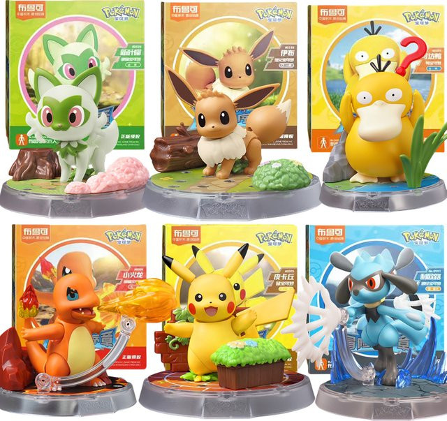 BLOKEES Pokémon Pikachu Charmander Psyduck Sprigatito Eevee Lucario, Action Figur - Bild 1