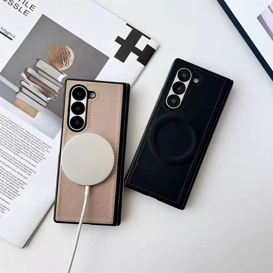 Magnetische PU-Lederhülle mit Scharnierschutz für Samsung Galaxy Z Fold (kompatibel mit Fold 8, 7, 6, 5, 4, 3) in Braun mit MagSafe-Unterstützung - Bild 2