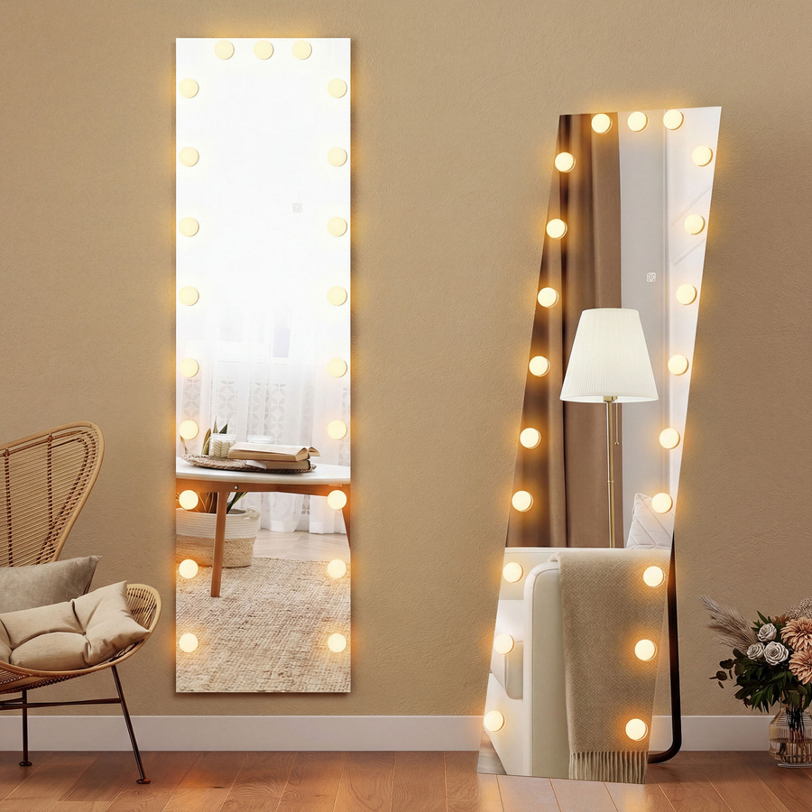 HOMCOM Ganzkörperspiegel mit RGB-LED und 21 Glühbirnen, Hollywood Standspiegel mit Touch-Schalter und Memory-Funktion, Höhe: 150 cm, Breite: 40 cm - Bild 2
