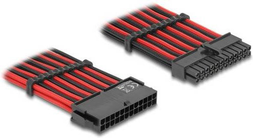 Delock Seriell Anschlusskabel 24-pol. ATX-Strom-Stecker auf 24-pol. ATX-Strom-Buchse, Schwarz-Rot, Länge: 0,3 m - Bild 1
