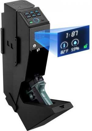 VEVOR Waffentresor Schwarz mit Fingerabdruck, Passwort und Schlüssel für 1 Pistole und Magazin, Waffensafe mit LED und H x B x T: 42,5 x 19 x 9,8 cm - Bild 1