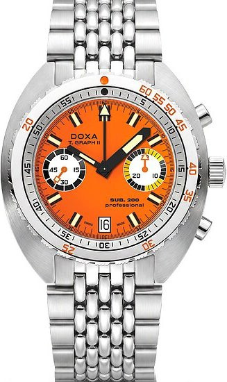 Doxa Chronograph, Automatik, Edelstahl, 42 mm, Herren, orange - Bild 1