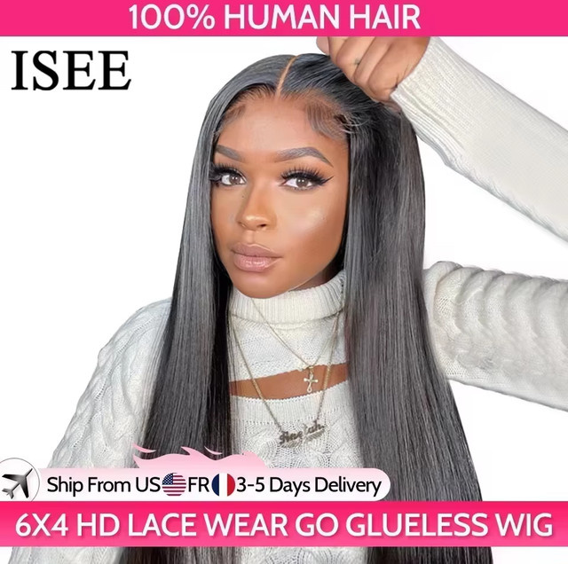 ISEE Hair Glueless Perücke, Echthaar, gerade, 7x5 HD Lace Front - Bild 1