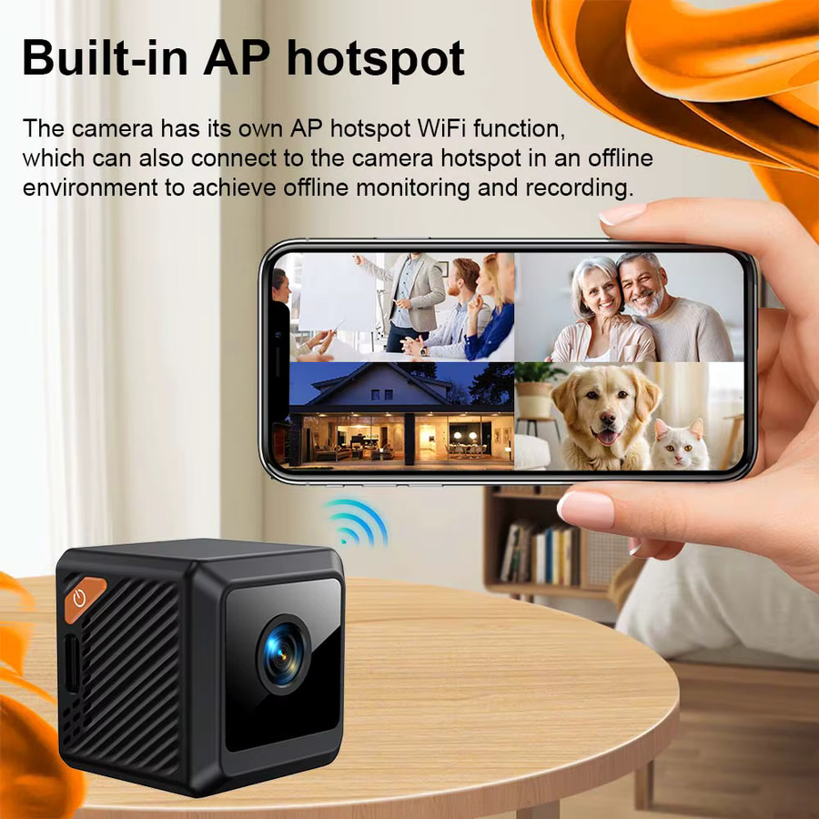 NUOYING W02 Smart Home Mini Kamera Wi-Fi 1080P CCTV Sicherheitsüberwachung mit Nachtsicht in Schwarz - Bild 2