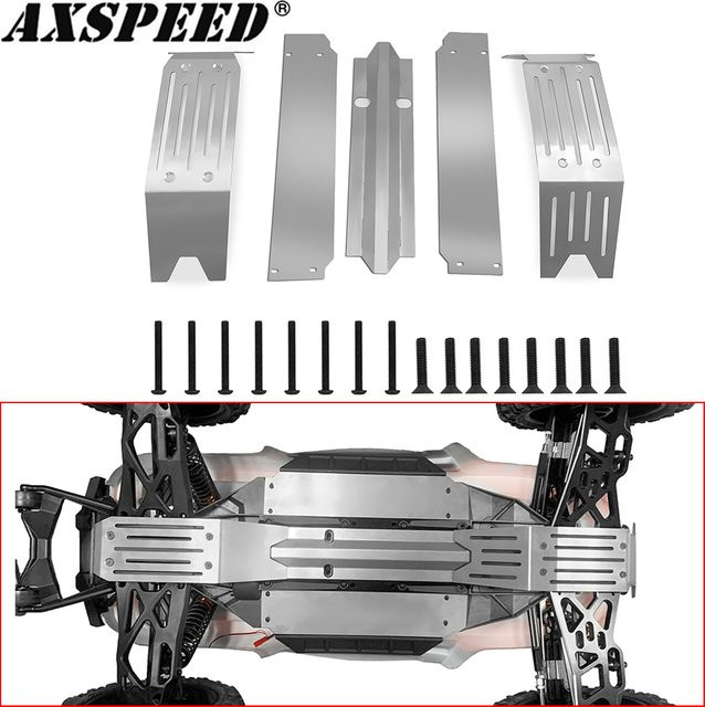 AXSPEED Edelstahl Chassis Armor Skid Plate Guard Protect Set, Metall, Grau - Bild 1