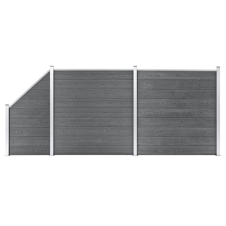vidaXL WPC Zaun-Set aus Holz-Kunststoff-Verbundwerkstoff und Aluminium in Grau, B/H: 446 x 186 cm - Bild 2