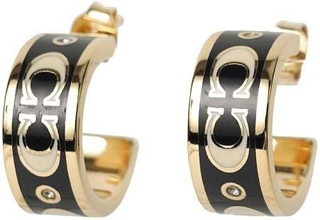 Coach Ohrringe, Gold Plated, Emaille, Schwarz, Damen - Bild 1