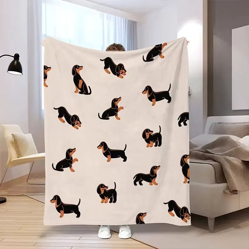VIKAMA Dackeldecke aus weichem Flanell mit niedlichem Cartoon-Druck für Sofa und Schlafzimmer - Bild 5