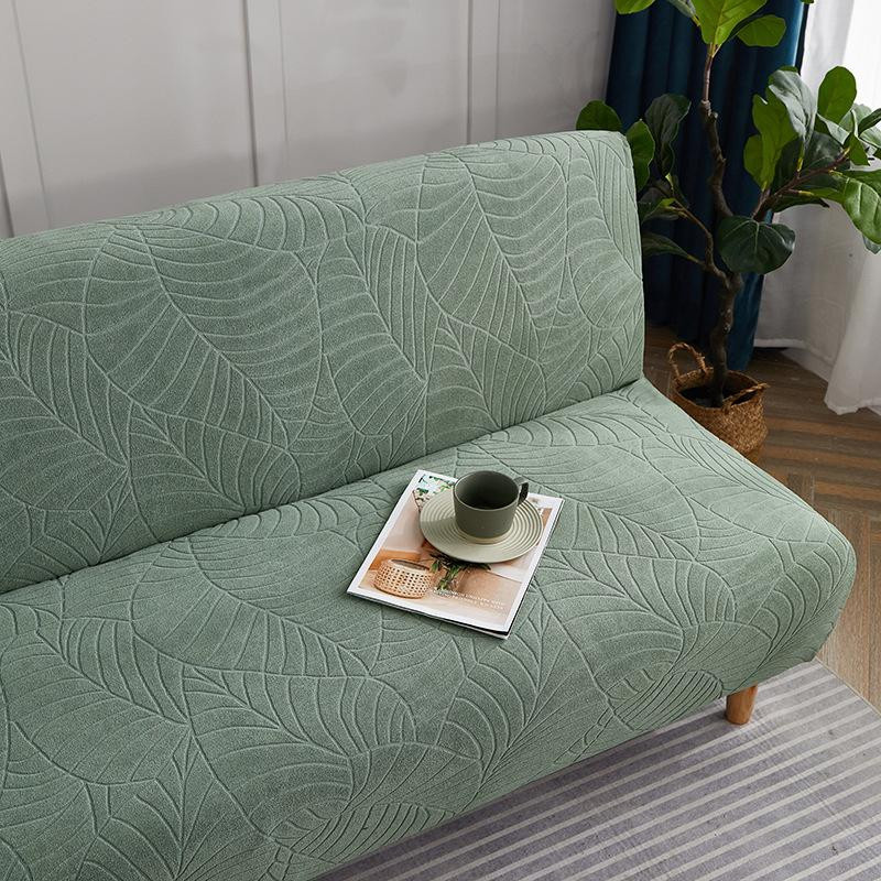 Gestreifter Jacquard-Schlafsofabezug ohne Armlehnen aus Stretch-Stoff in Dunkelgrau für 160-190 cm Breite - Bild 1