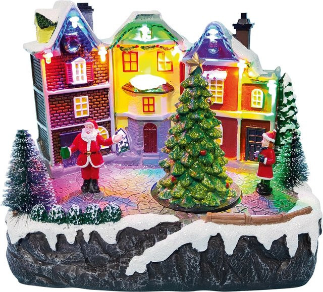 Beleuchtete OBI Weihnachtsdorf Szene für den Tisch, Mehrfarbig, Höhe: 15 cm - Bild 1
