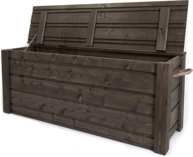 HolzFee Gartentruhe Flair Palisander Truhenbank aus Fichte mit Seilgriffen, Farbe: Palisander, B/T/H: 118 x 40 x 48 cm - Bild 1