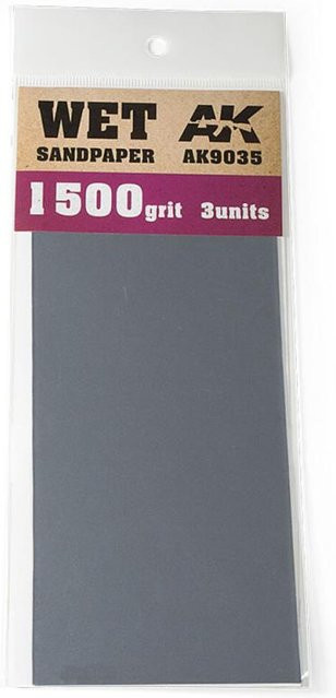 AK Interactive Wet Sandpaper 1500 Grit, 3er Set, Grau - Bild 1