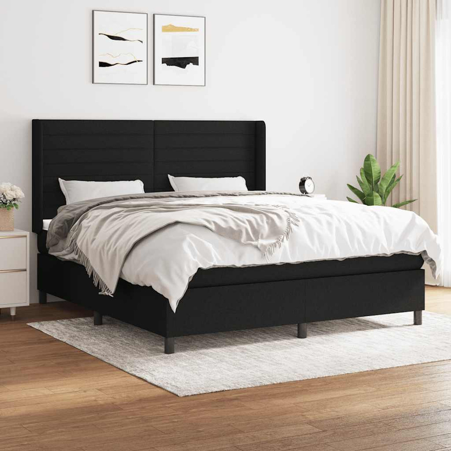 vidaXL Boxspringbett Hybrid mit Matratze und Kopfteil, Schwarz, B/T/H: 180 x 200 cm - Bild 3