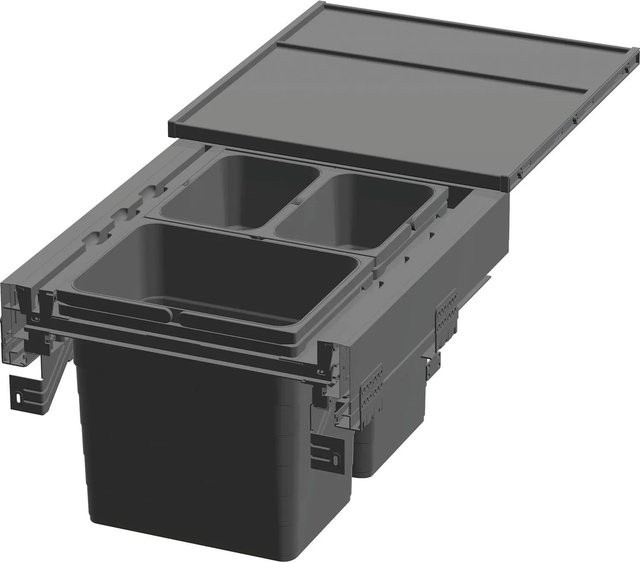 Ninka Abfalltrennsystem Eins2pack mit Push-to-open Funktion, Korpusbreite: 50 cm, Farbe: Dunkelgrau/Anthrazit, Material: Kunststoff und beschichteter Stahl - Bild 1